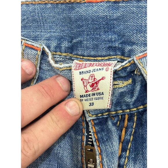 True Religion Jeans  Men's Size 33 Flare Distressed Outdoor Denim Blue - Picture 2 of 10